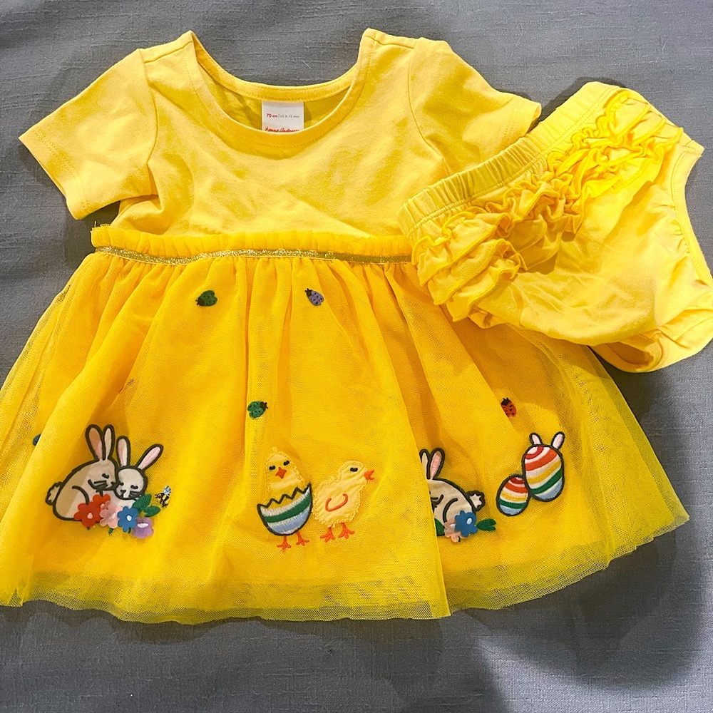 Hanna Andersson Yellow Easter Dress for infants, size 6-12 months